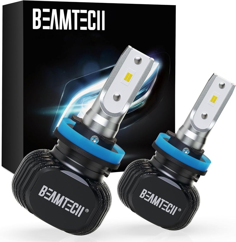 BEAMTECH H11 Bulbs, S1 Series H8 H9 Fog lights, 300% Brighter 6500K White, 2 Bulbs - Image 1